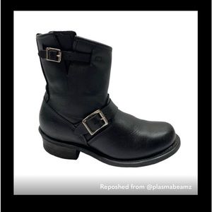 FRYE Black Leather Moto Ankle Boots 9